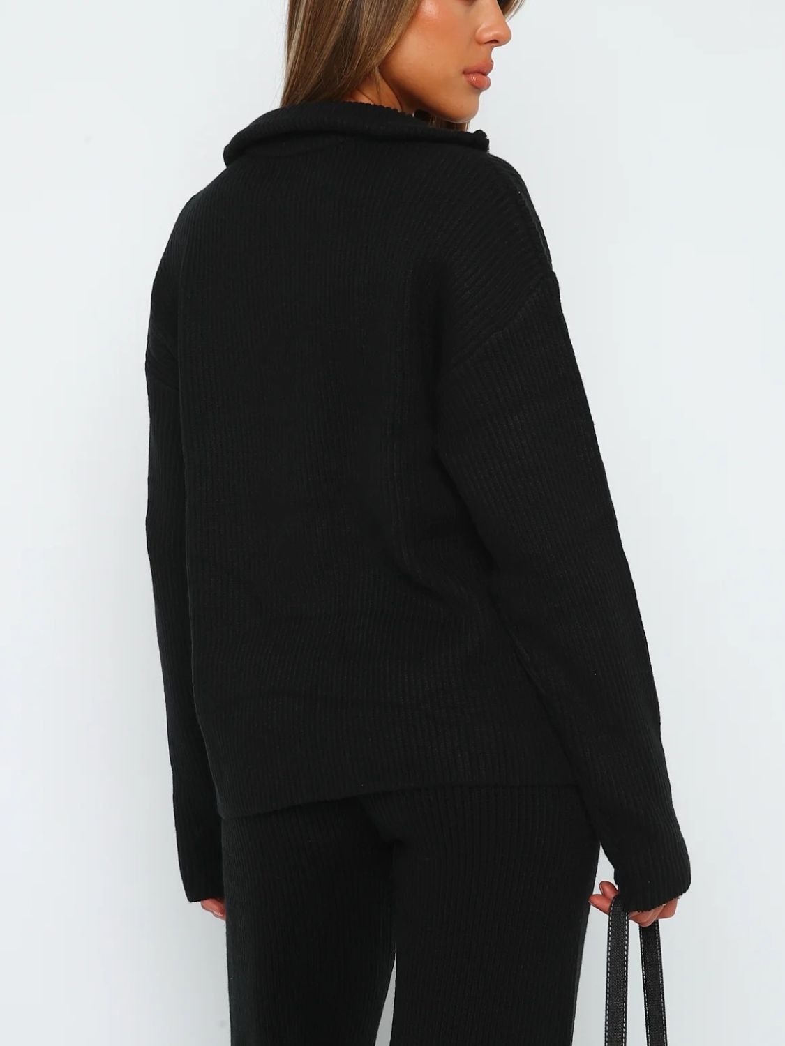Agnes | Long sleeve top and quarter zip trousers set