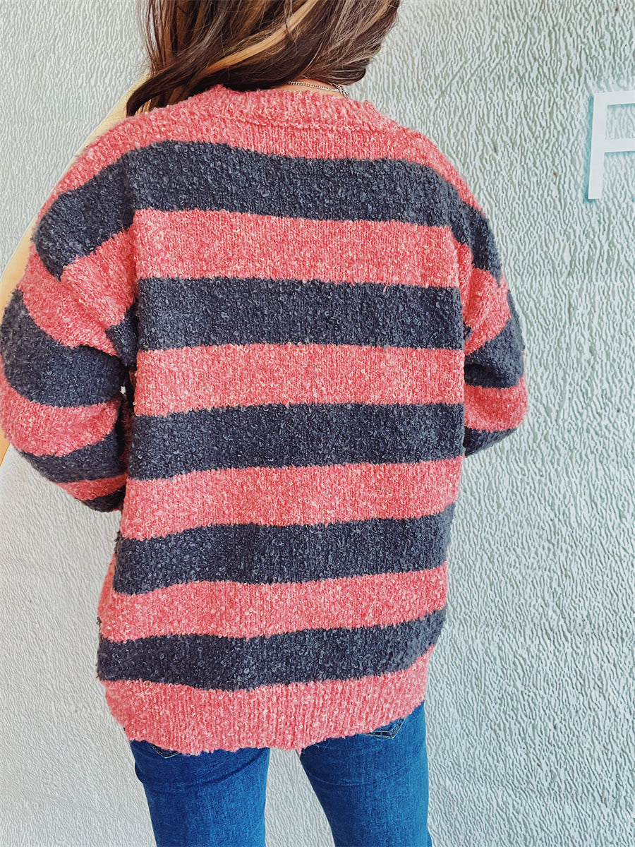Katja | Striped long-sleeved sweater with a crew neck