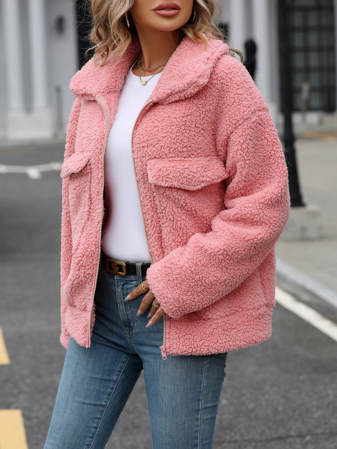Simona | Long-sleeved plush zip-up jacket