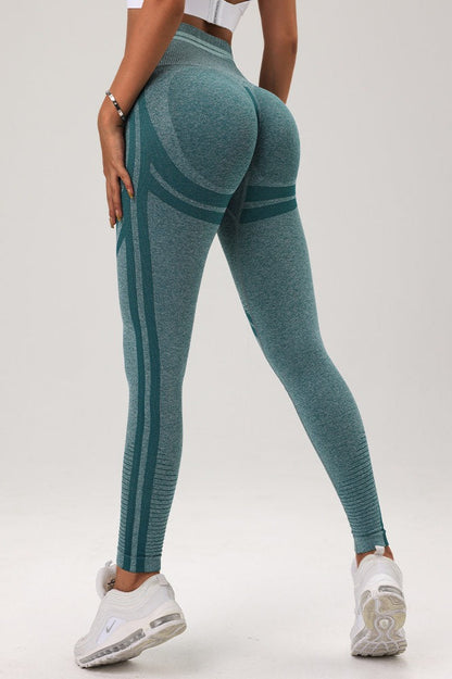 Seamless Striped High-Waist Sculpting Workout Leggings