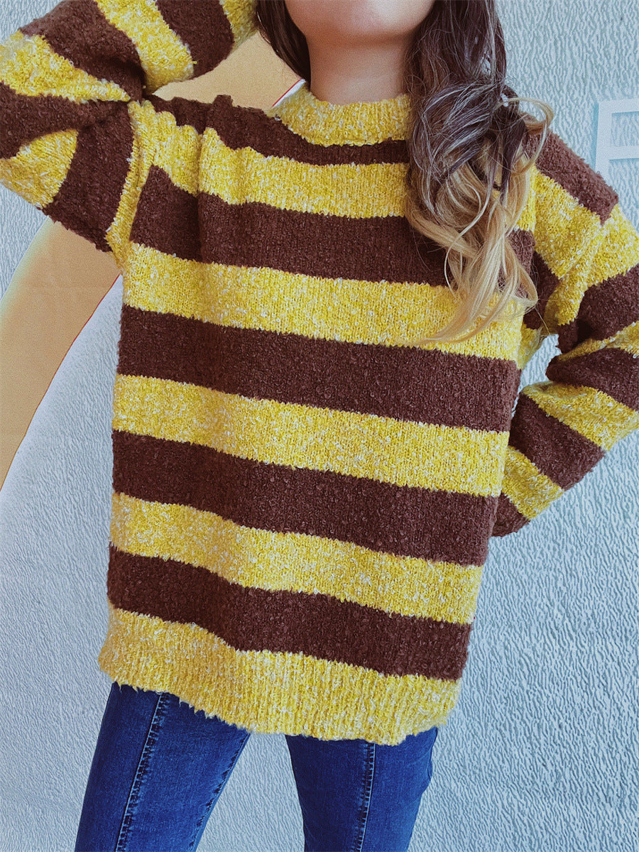 Katja | Striped long-sleeved sweater with a crew neck