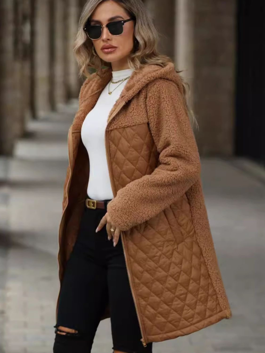 Zaira | Structured, long-sleeved, zip-up hooded coat