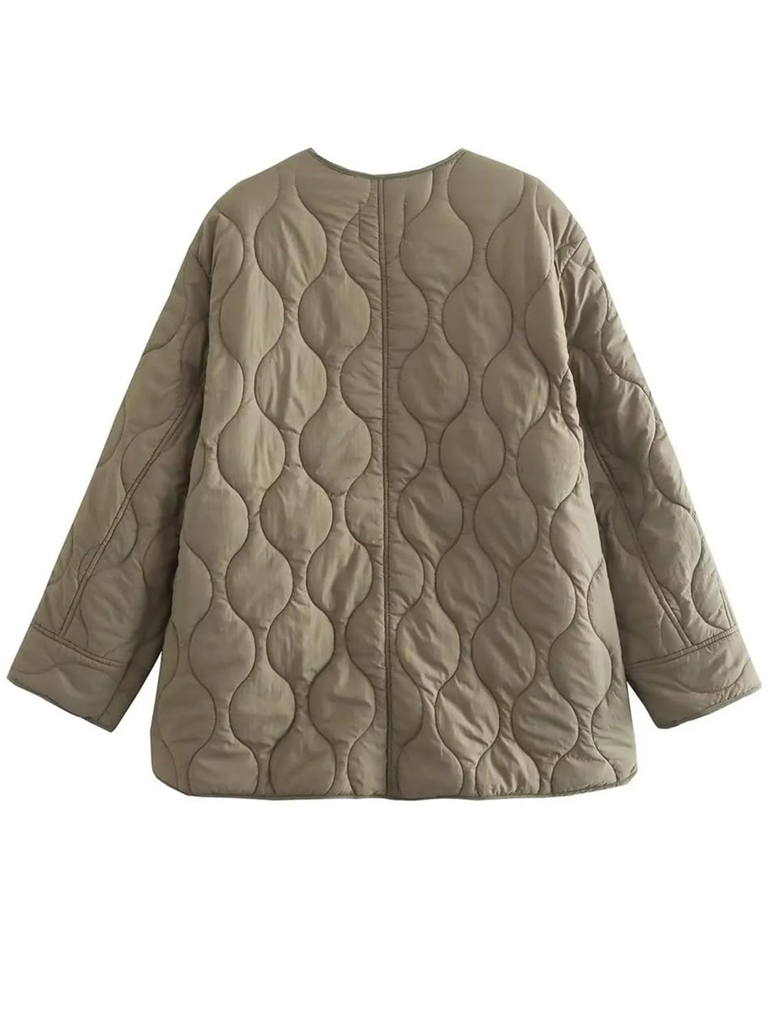 Nerea | Quilted winter coat with snap buttons and a crew neck