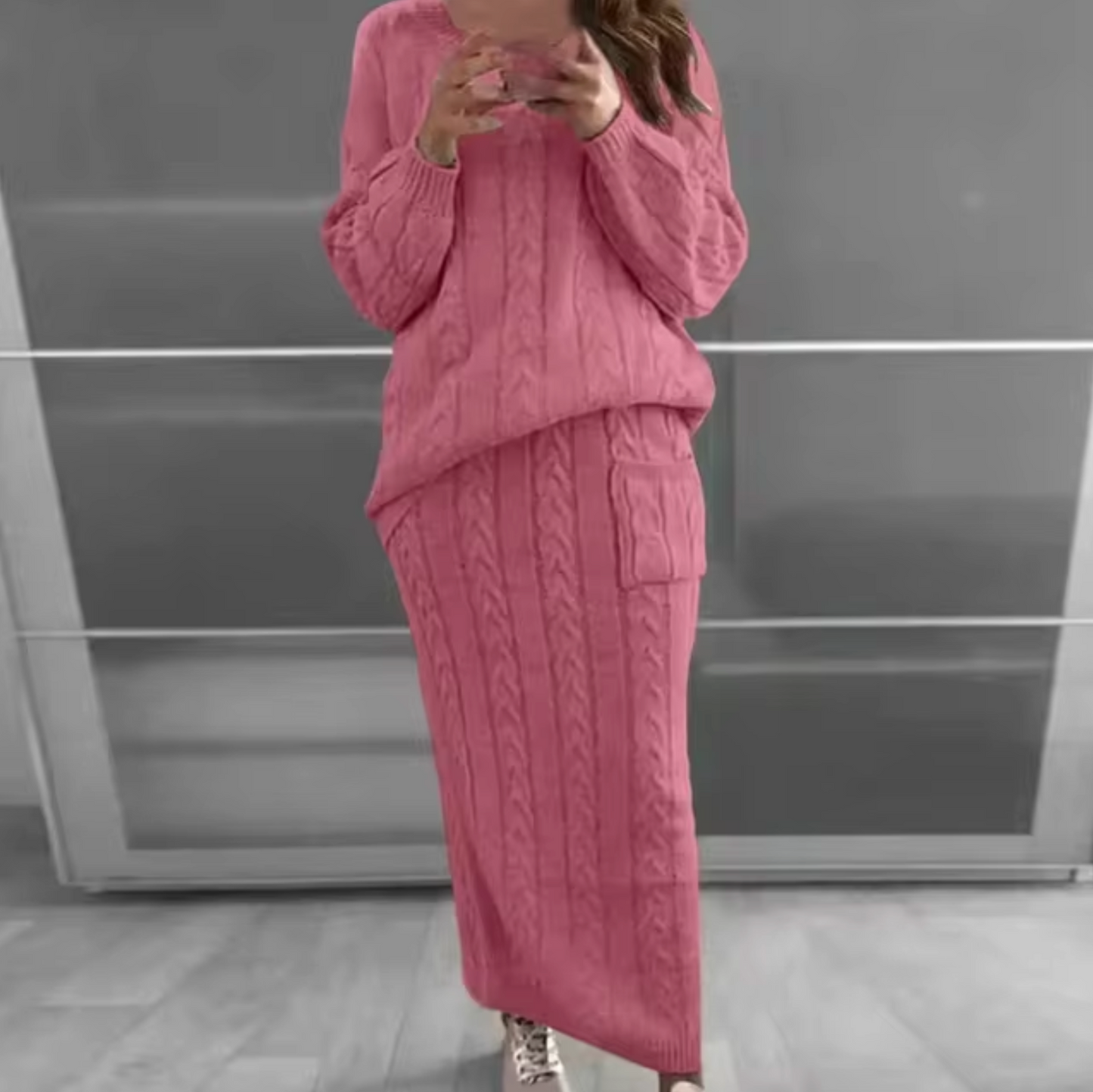 Ramona | Elegant set of knitted sweater and skirt