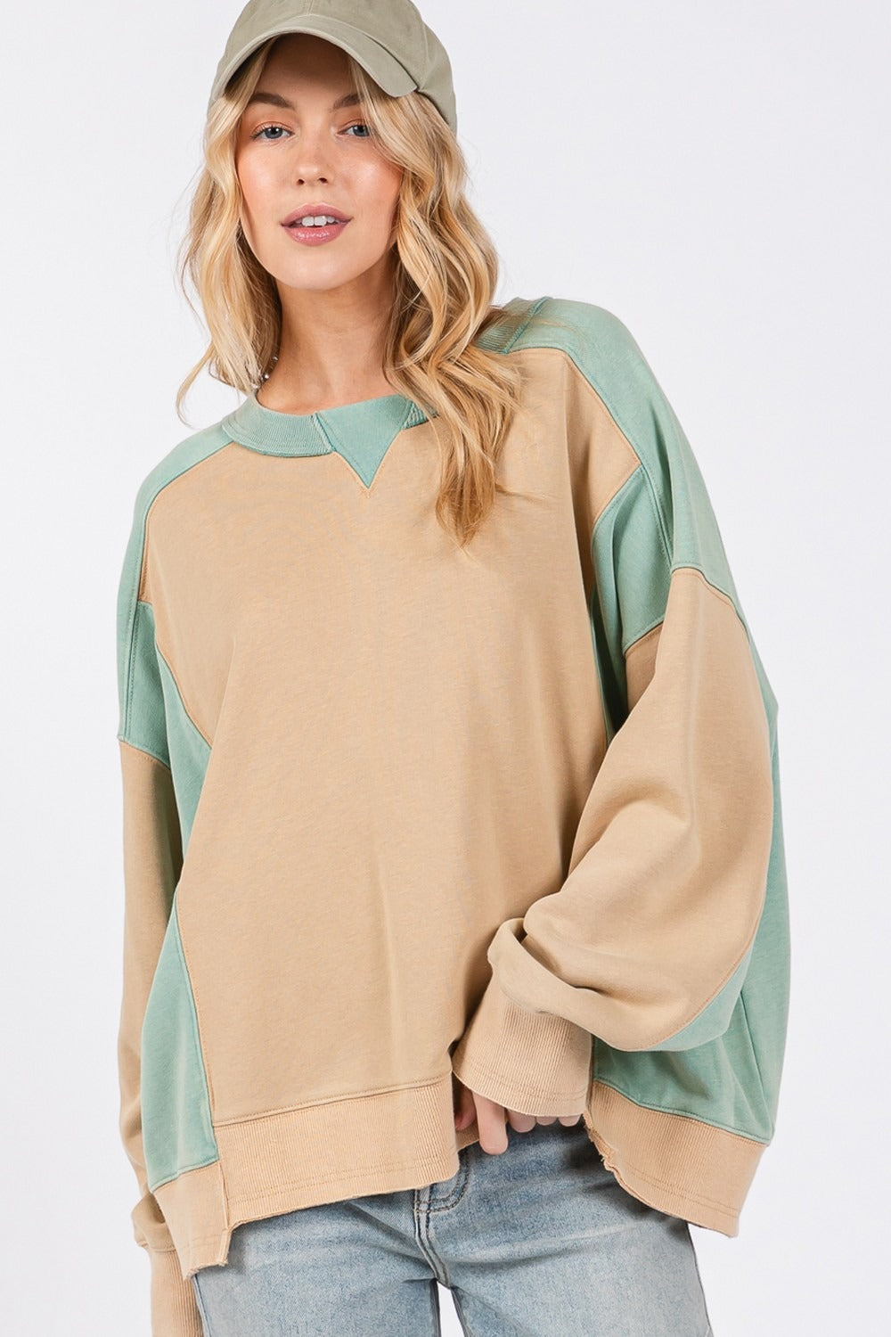 Perla | SAGE + FIG color block crew neck sweatshirt