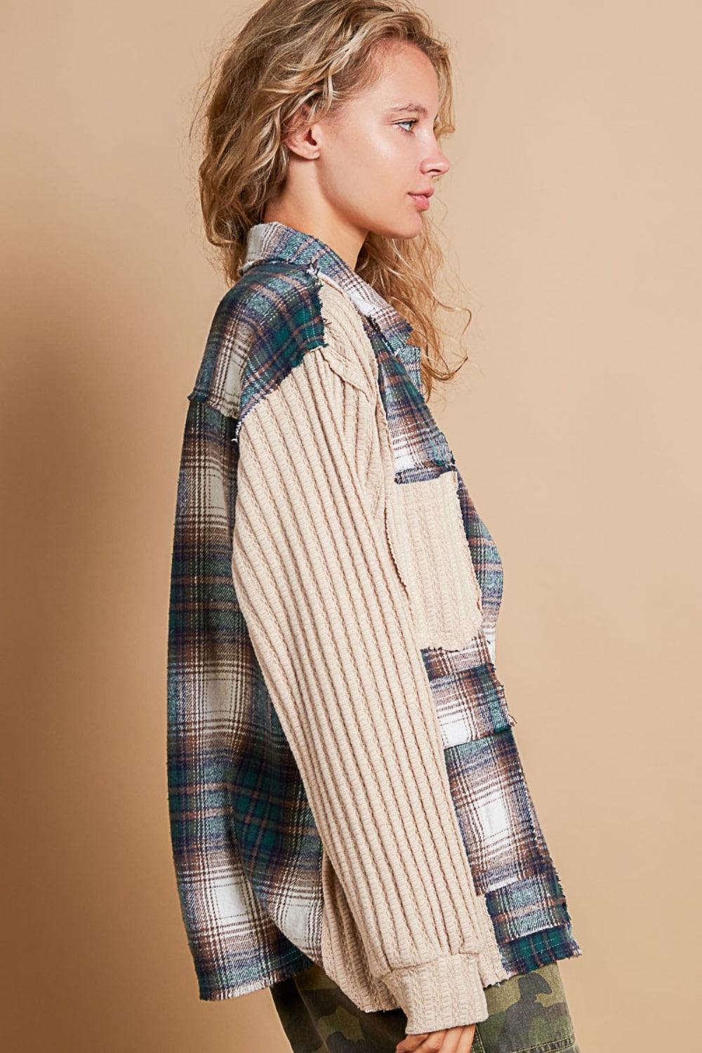 Tatjana | Checked contrast button-down jacket