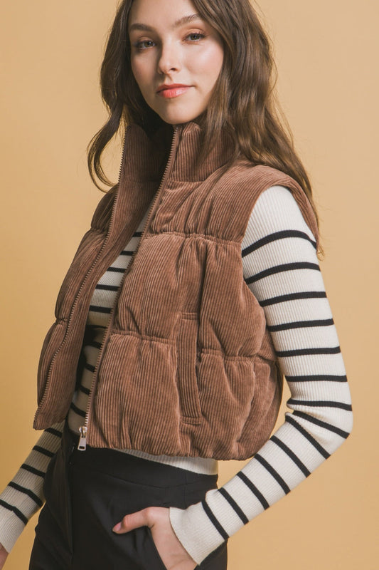 Stefanie | Love Tree corduroy puffer vest with zip and pockets