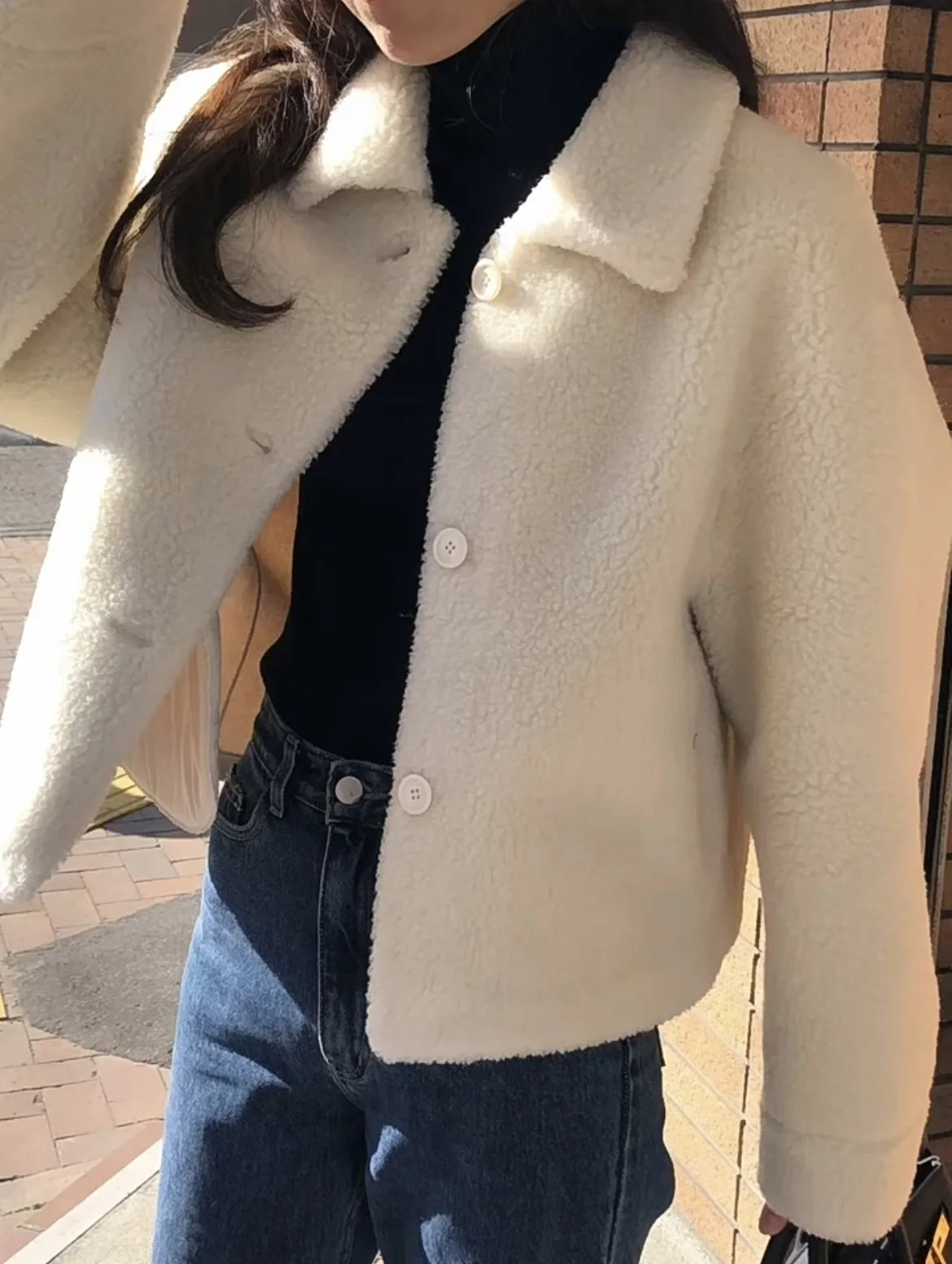 Magaly® | Long sleeve fashionable white winter coat for women
