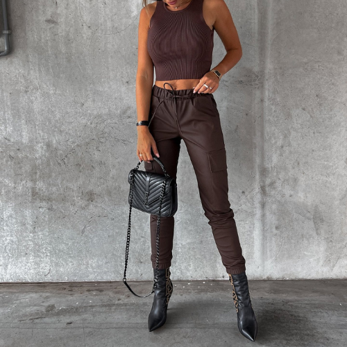 Bianca® | Stylish Pu Leather Cargo Pants