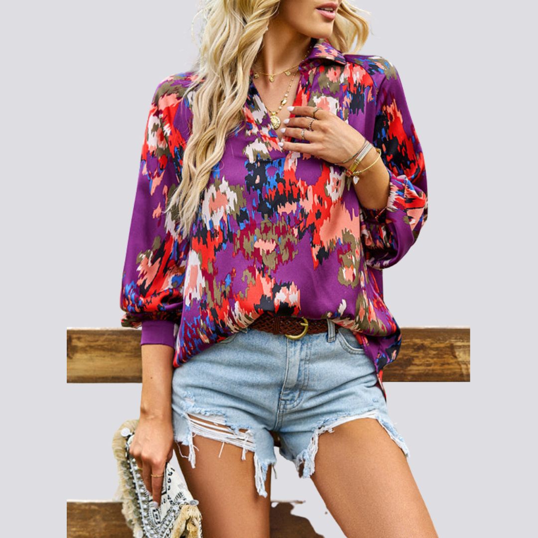 Lesley® | Blouse With V-Neck And Abstract Print