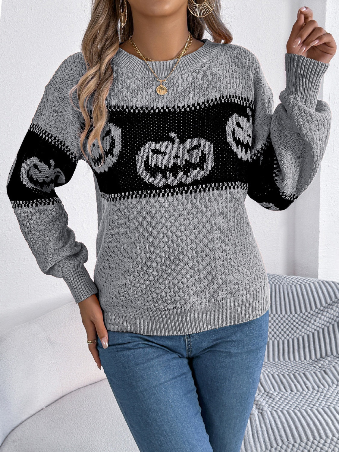 Elsa | Pumpkin long sleeve crew neck sweater