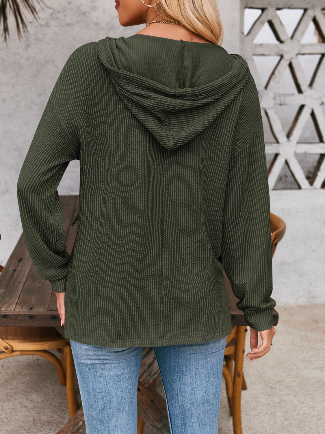 Melanie | Double Take hoodie with drawstring, dropped shoulder and long sleeves