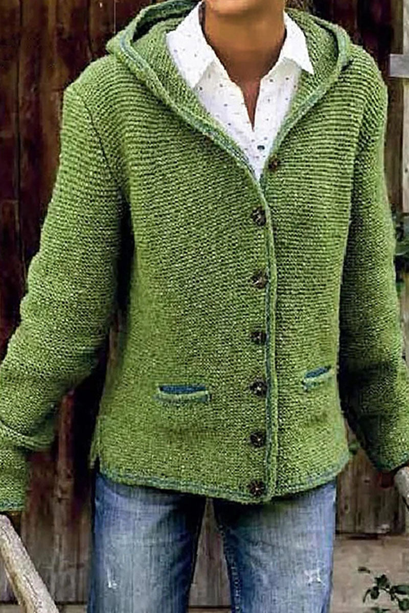 Brigitte | Fashion street solid hooded collar sweater