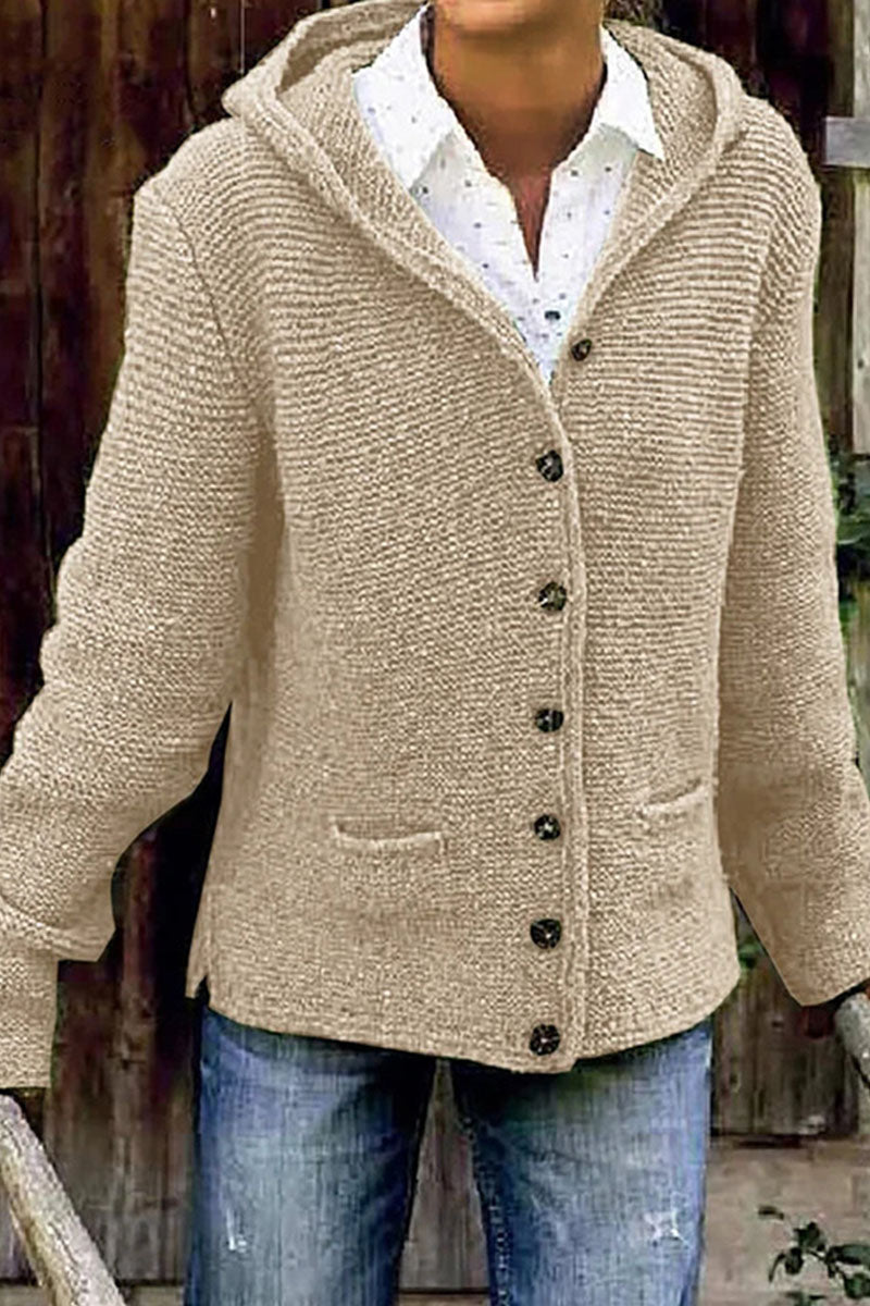 Brigitte | Fashion street solid hooded collar sweater