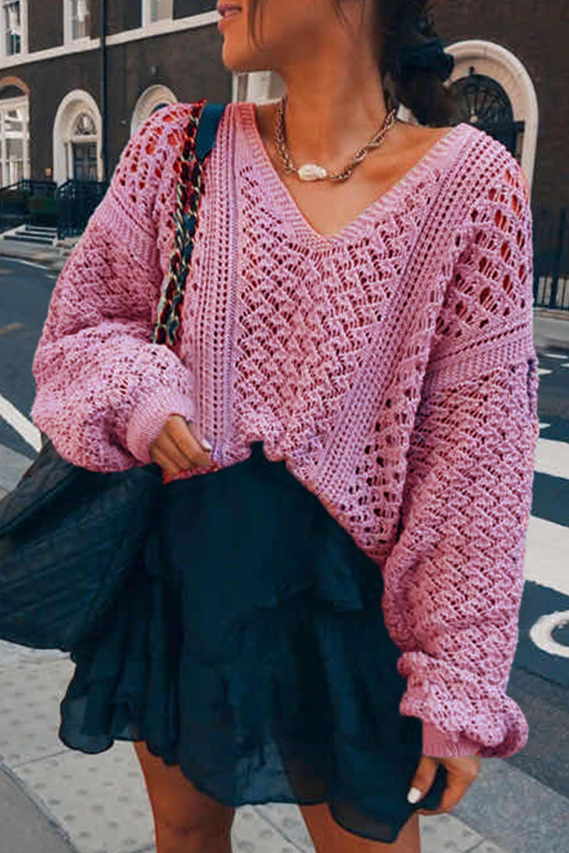 Imelda | Fashion Street Solid V-neck Sweater