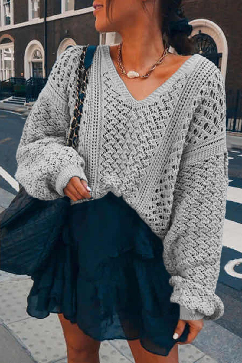 Imelda | Fashion Street Solid V-neck Sweater