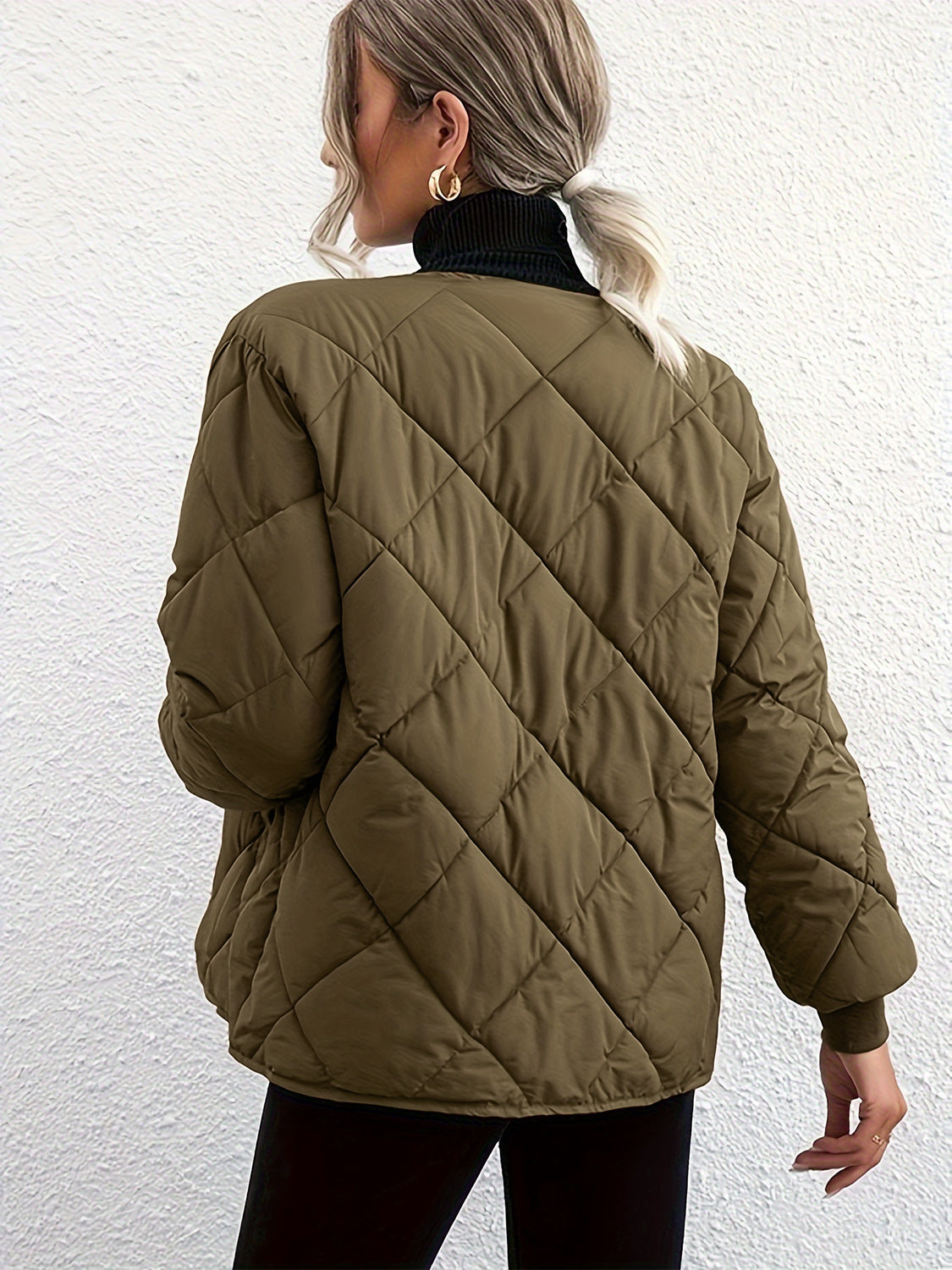 Antonella | Long sleeve winter coat with bubble structure and snap buttons