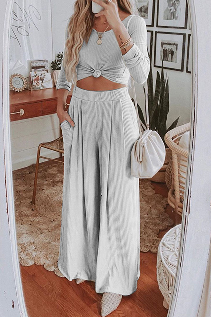 Eugenia | Fashionable elegant solid patchwork O-neck long sleeve two pieces