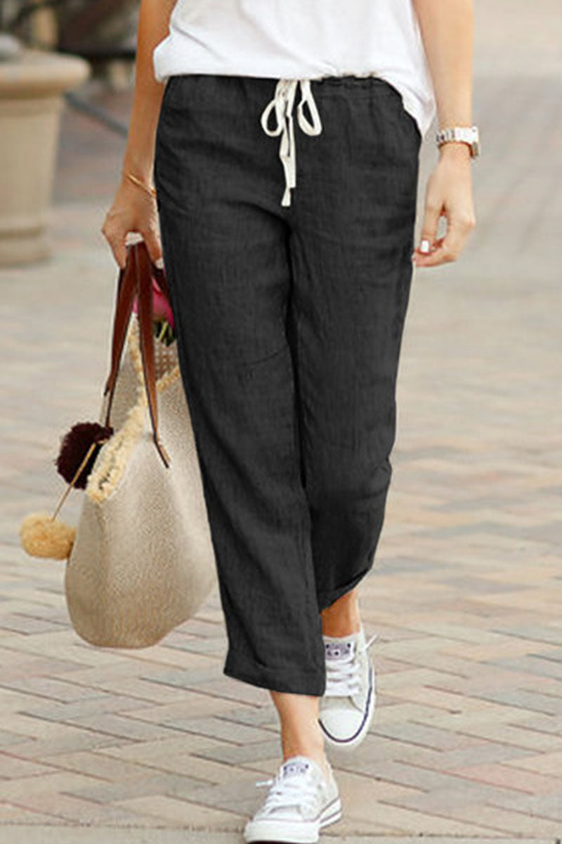 Romina | Fashionable casual solid loose mid waist straight pants