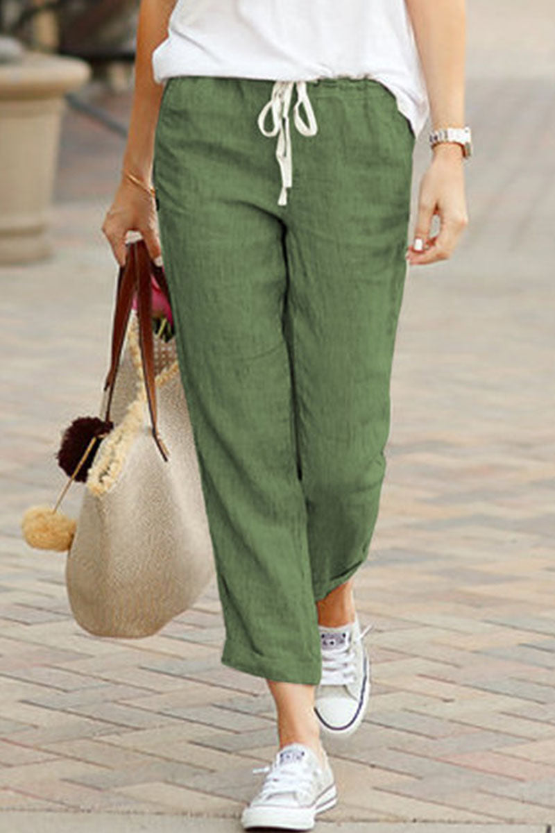 Romina | Fashionable casual solid loose mid waist straight pants