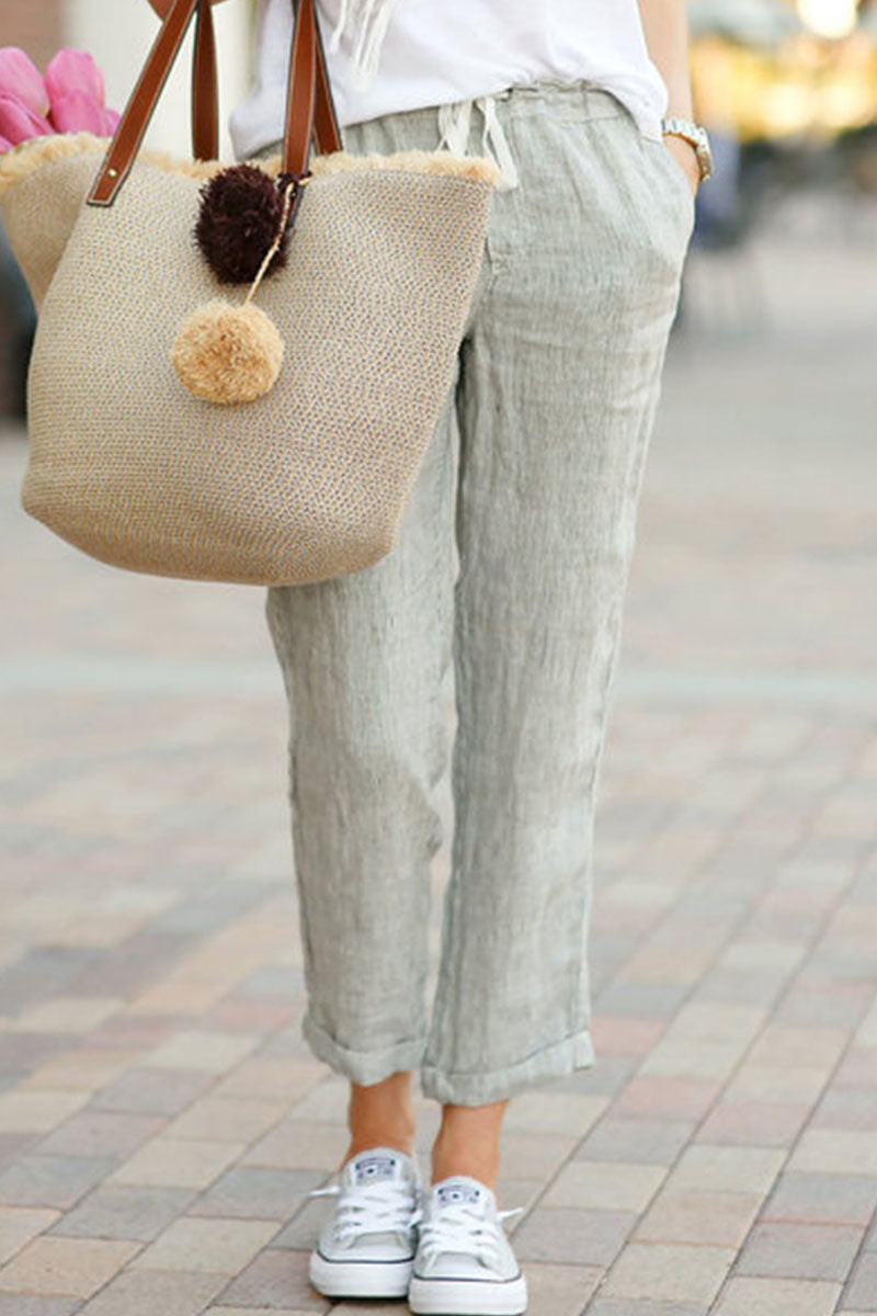 Romina | Fashionable casual solid loose mid waist straight pants