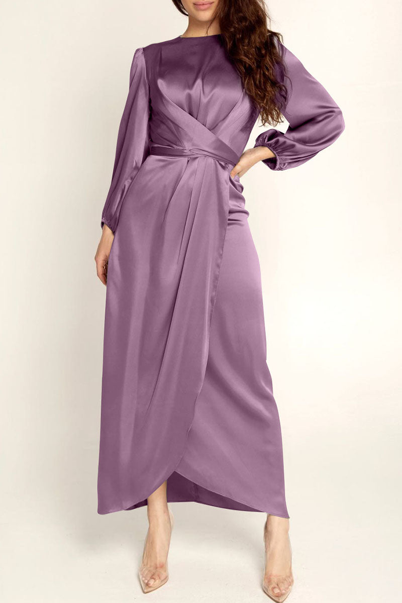 Hana | Fashion Stars Solid Patchwork O-Neck A-Line Dresses