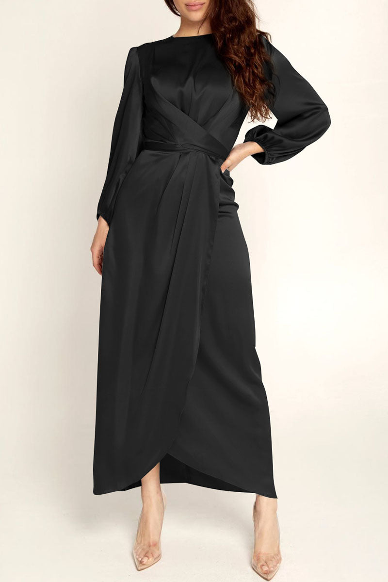 Hana | Fashion Stars Solid Patchwork O-Neck A-Line Dresses