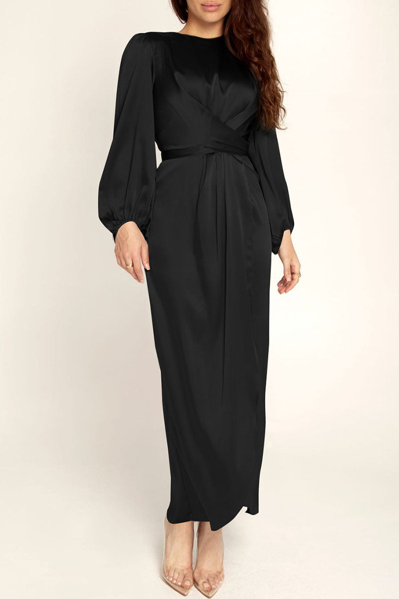 Hana | Fashion Stars Solid Patchwork O-Neck A-Line Dresses