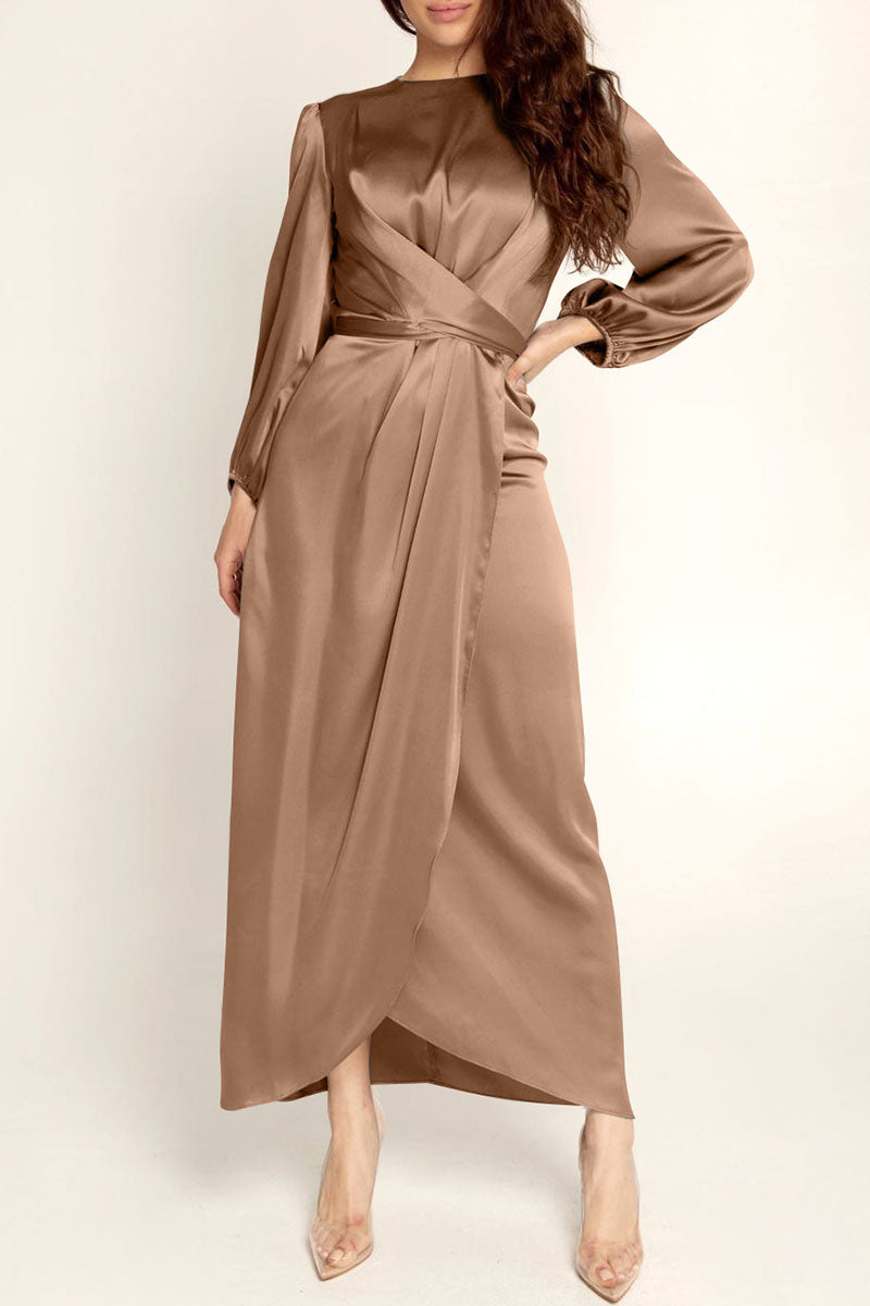 Hana | Fashion Stars Solid Patchwork O-Neck A-Line Dresses