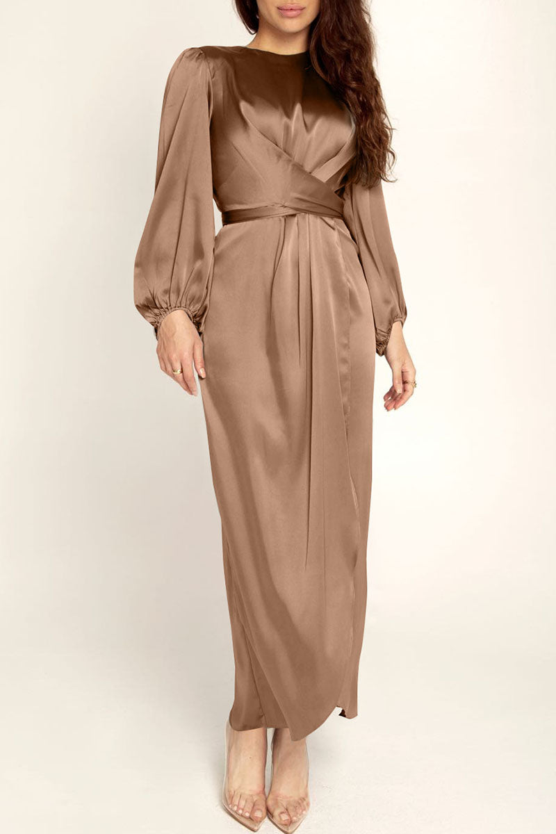 Hana | Fashion Stars Solid Patchwork O-Neck A-Line Dresses