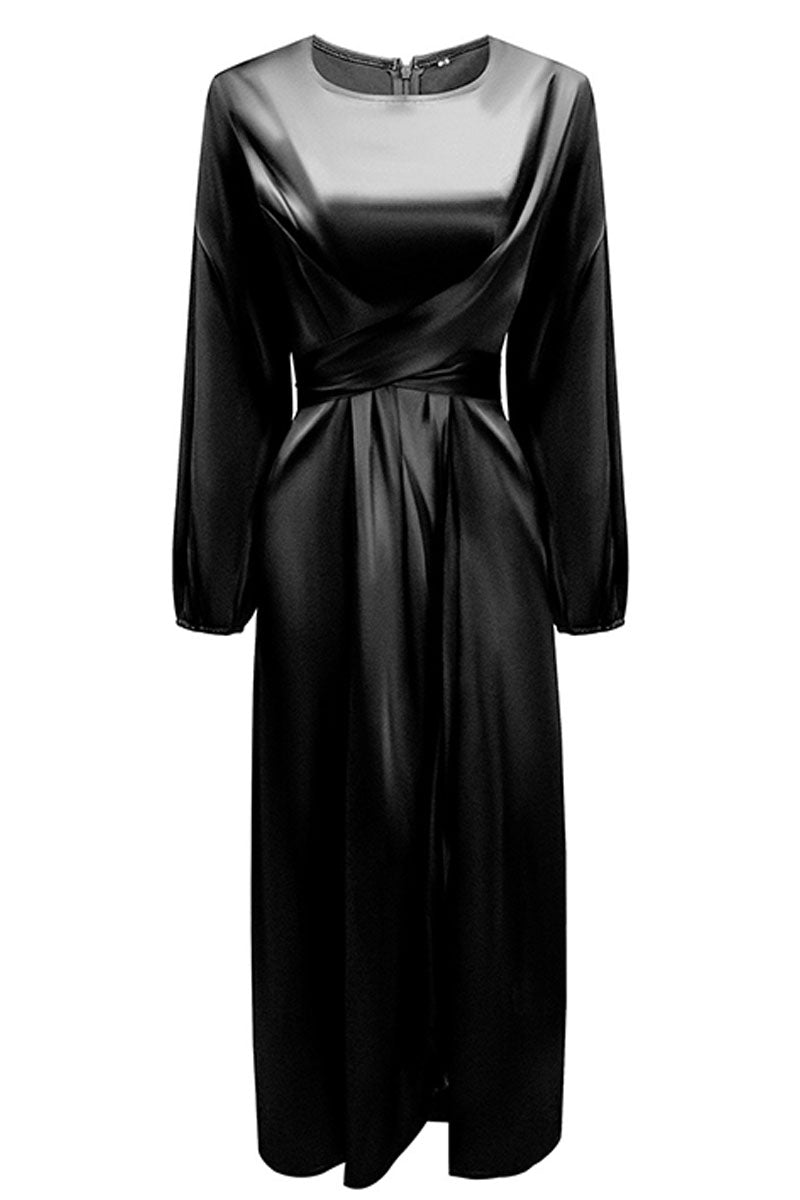 Hana | Fashion Stars Solid Patchwork O-Neck A-Line Dresses