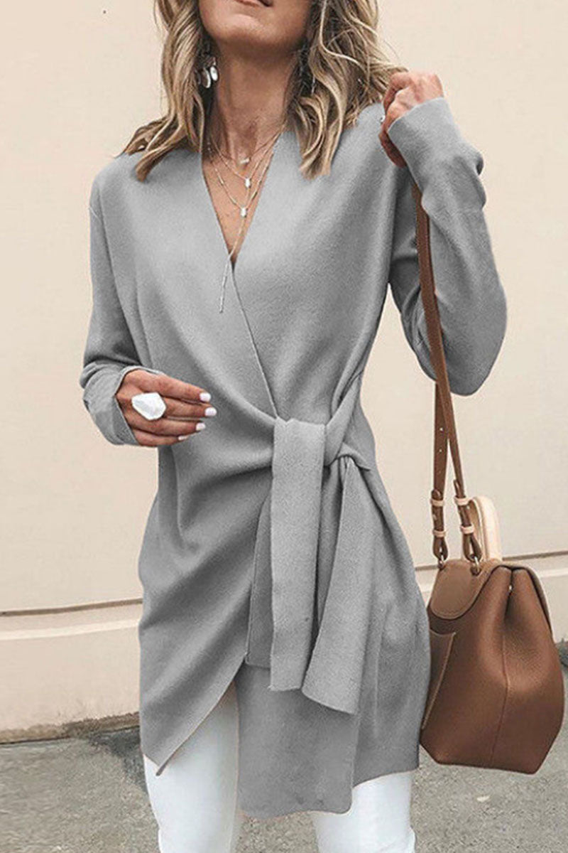 Ursula | Fashionable casual solid patchwork V-neck outerwear