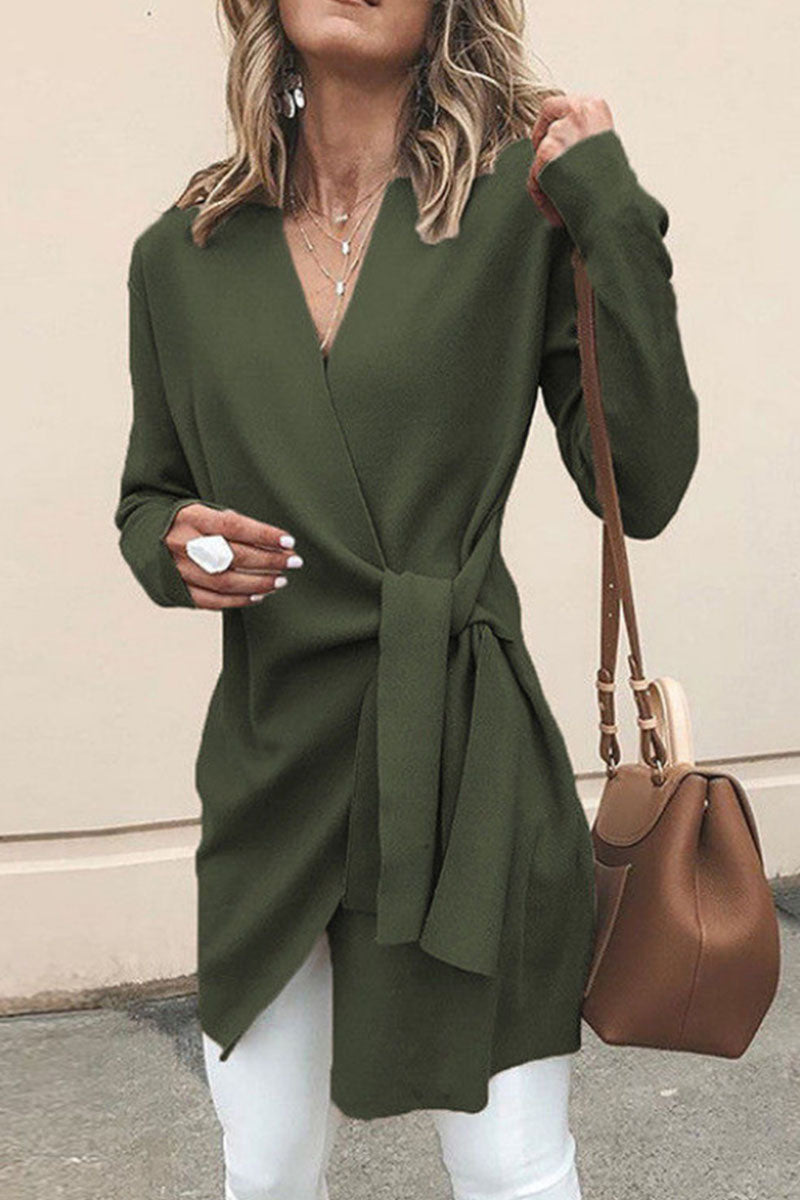 Ursula | Fashionable casual solid patchwork V-neck outerwear