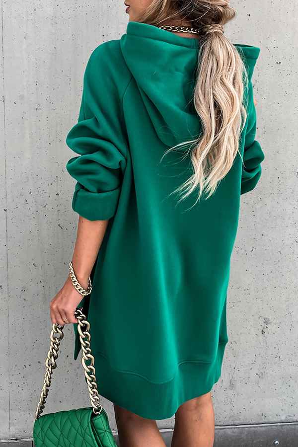 Frederika | Casual solid tops with drawstring and pockets and hooded collar