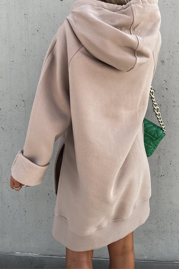 Frederika | Casual solid tops with drawstring and pockets and hooded collar