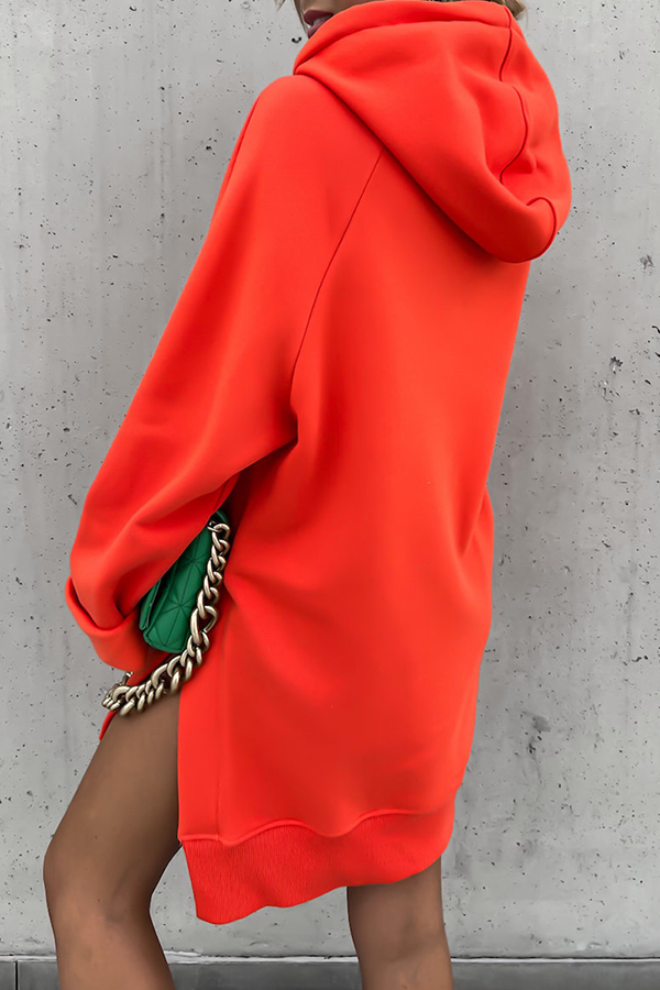 Frederika | Casual solid tops with drawstring and pockets and hooded collar