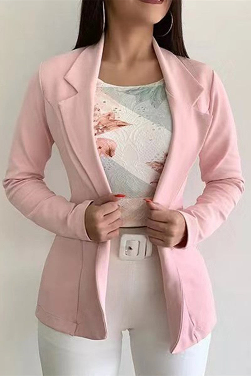 Nerea | Fashionable, casual, solid color cardigan with turn-down collar