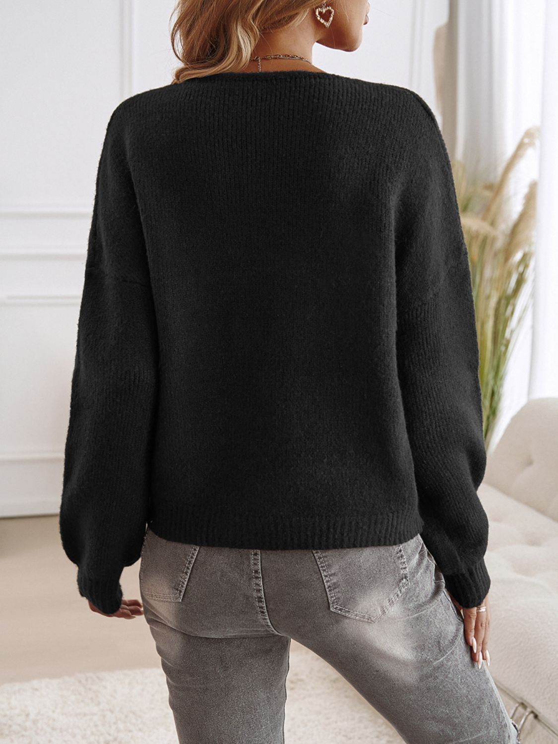 Nina | Cardigan with dropped shoulders and tied crew neck