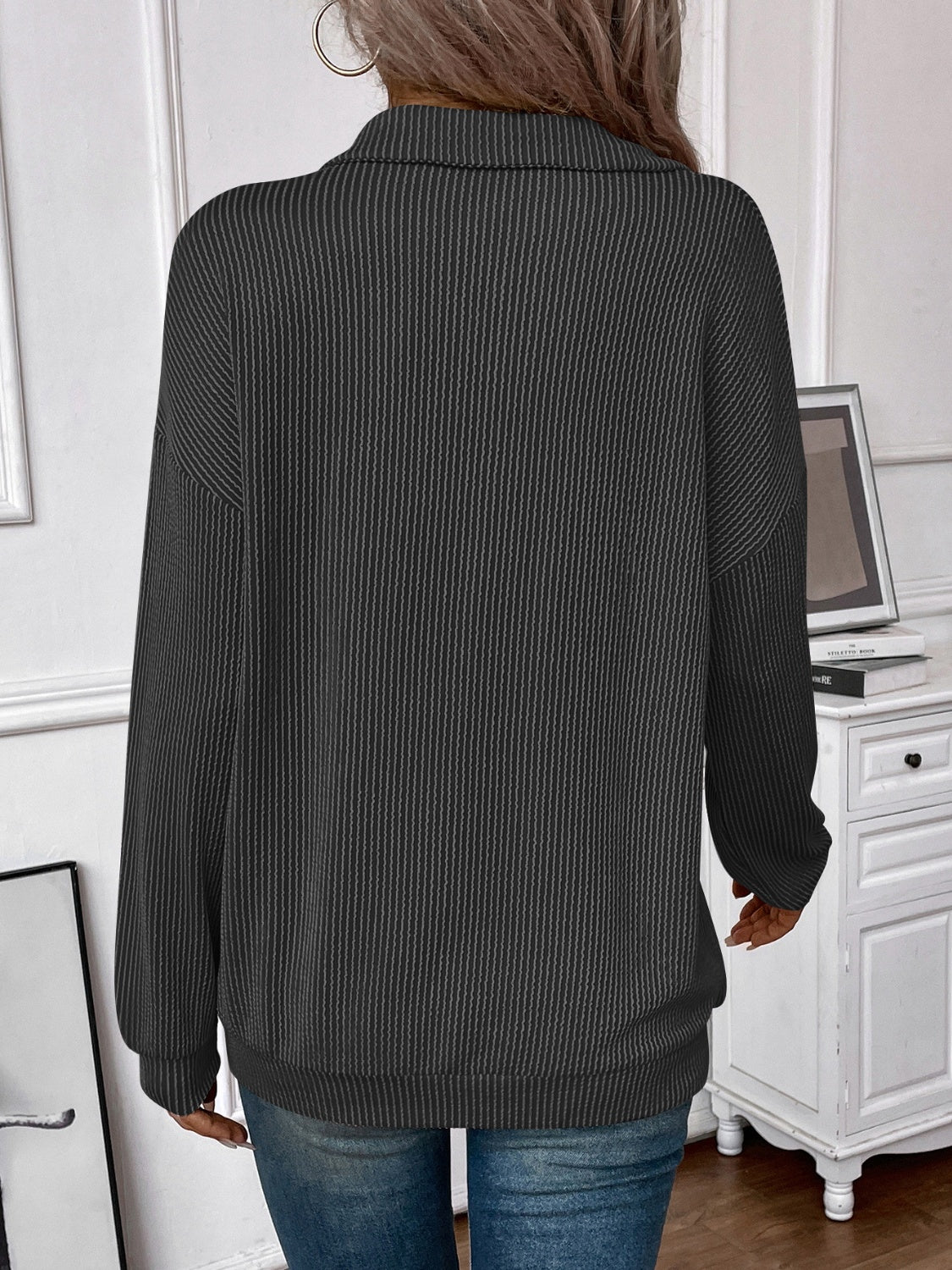 Josefina | Double Take striped long sleeve half zip t-shirt