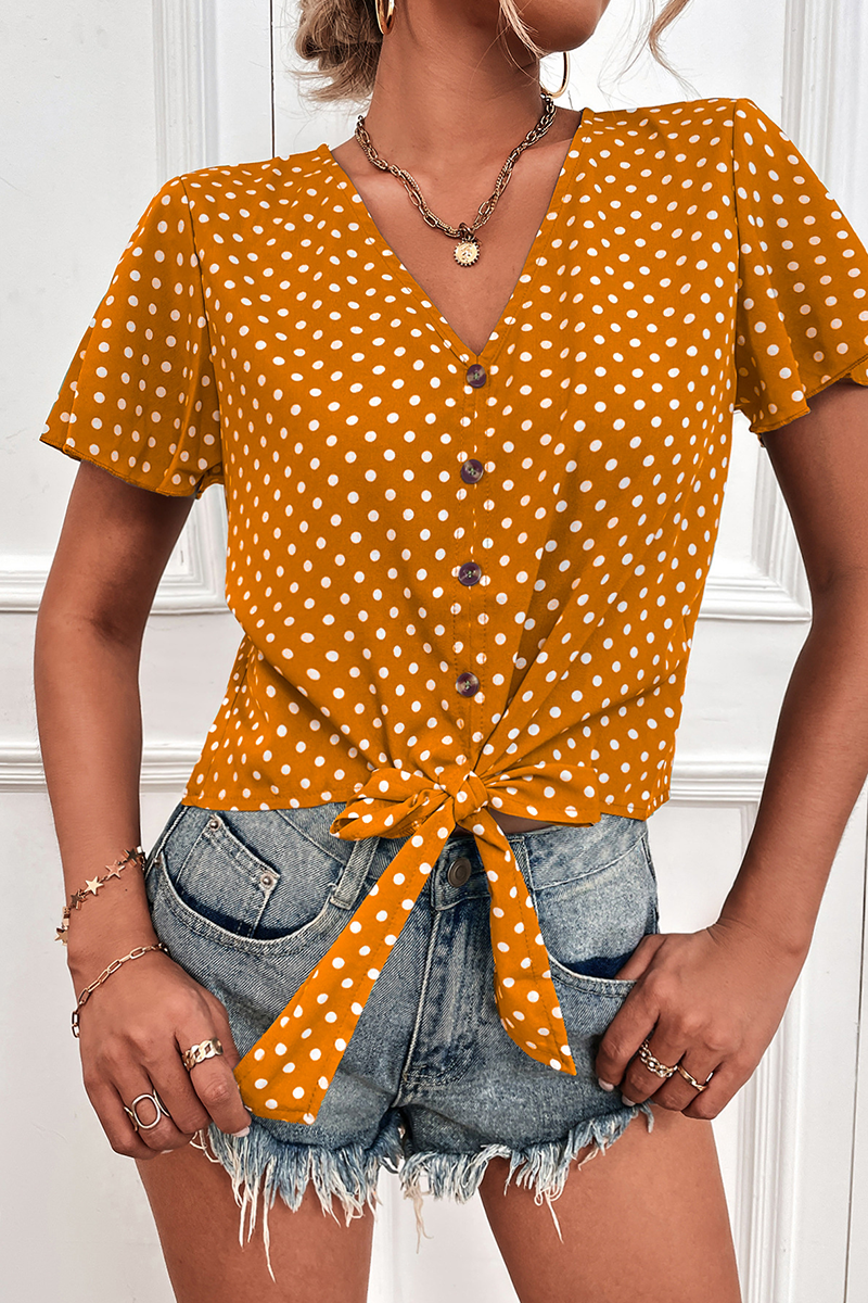 Zola® | Polka Dot V-Neck Lace Blouse