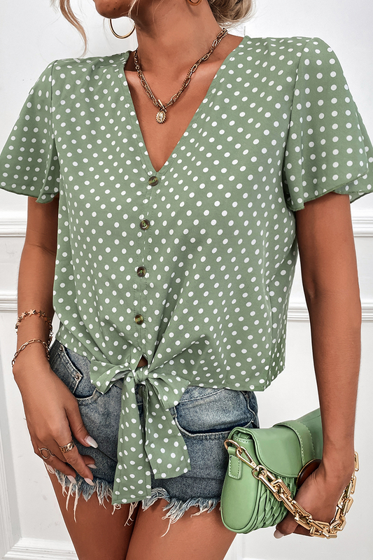 Zola® | Polka Dot V-Neck Lace Blouse