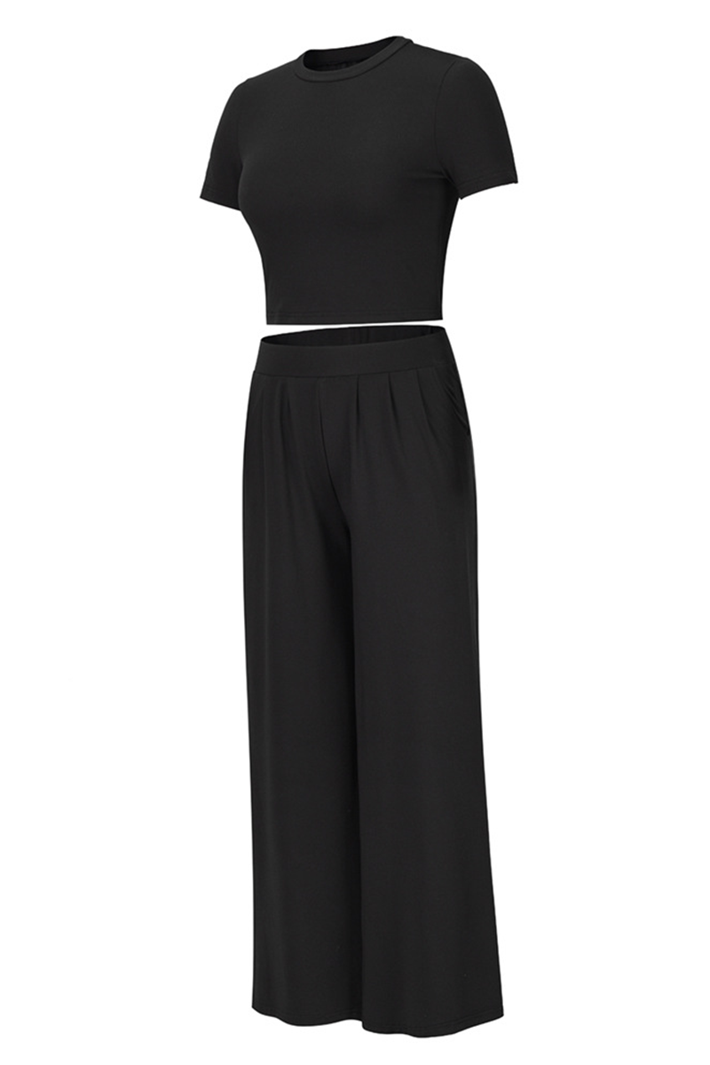 Karen | Fashion Solid Patchwork O Neck Short Sleeve Two Pieces