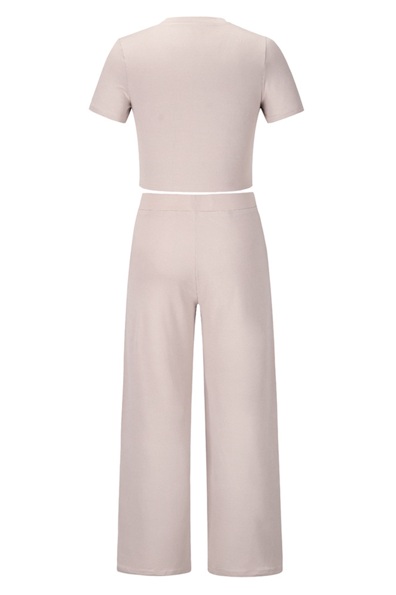 Karen | Fashion Solid Patchwork O Neck Short Sleeve Two Pieces