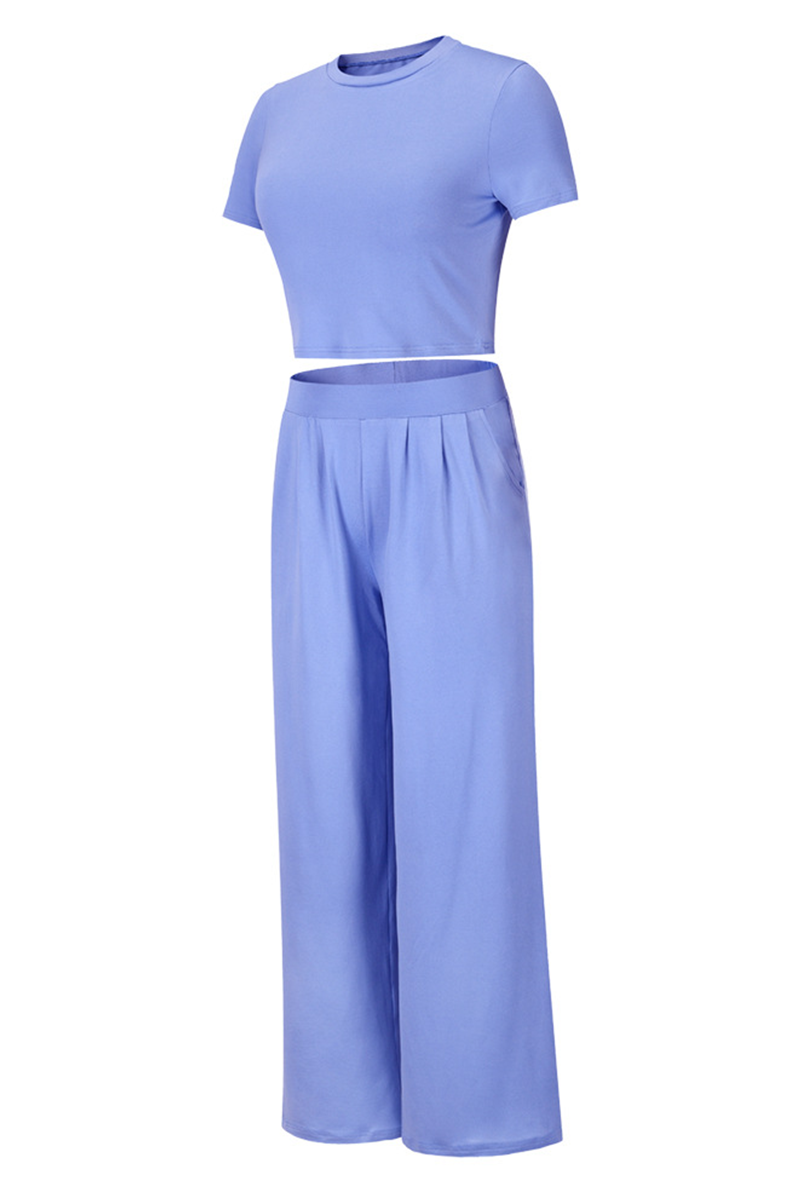 Karen | Fashion Solid Patchwork O Neck Short Sleeve Two Pieces