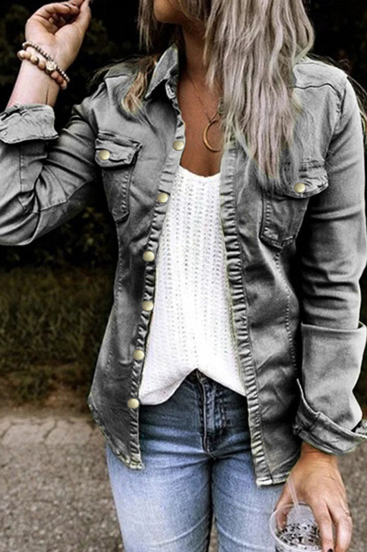 Eulalia | Fashion sexy solid cardigan for adults, turn-down collar, long sleeves, regular jeans