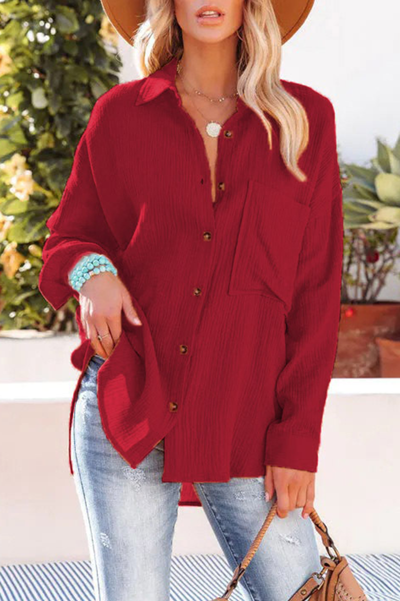 Piera® | Casual Long-Sleeved Button-Down Blouse With A Turn-Down Collar