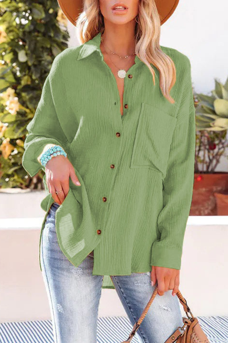 Piera® | Casual Long-Sleeved Button-Down Blouse With A Turn-Down Collar