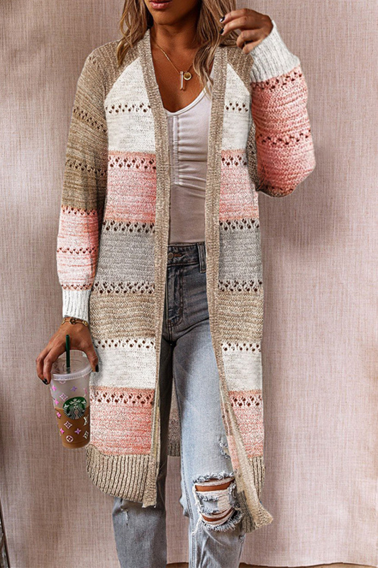 Teresa | Casual patchwork outerwear with hollow out cardigan collar