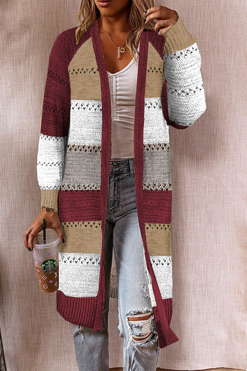 Teresa | Casual patchwork outerwear with hollow out cardigan collar