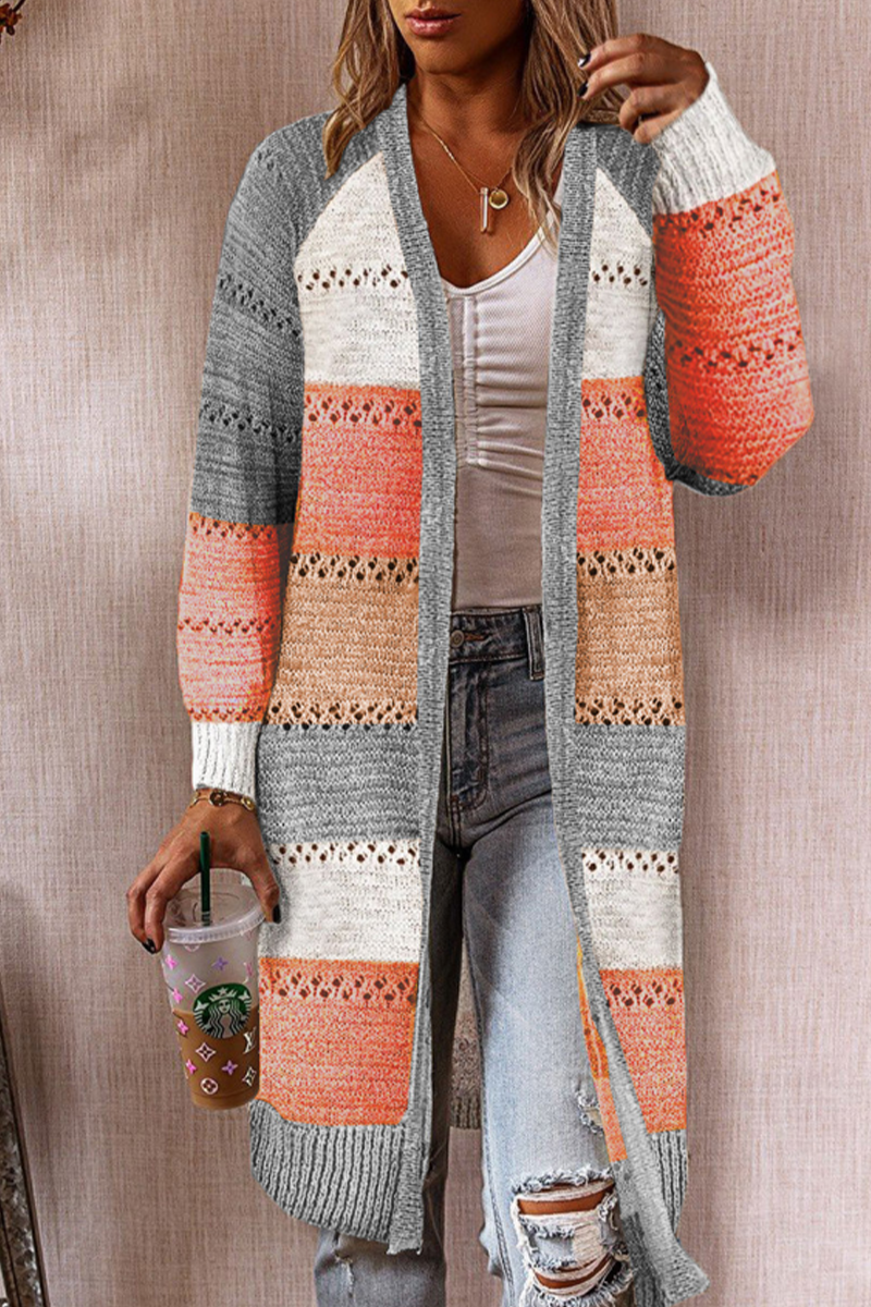 Teresa | Casual patchwork outerwear with hollow out cardigan collar